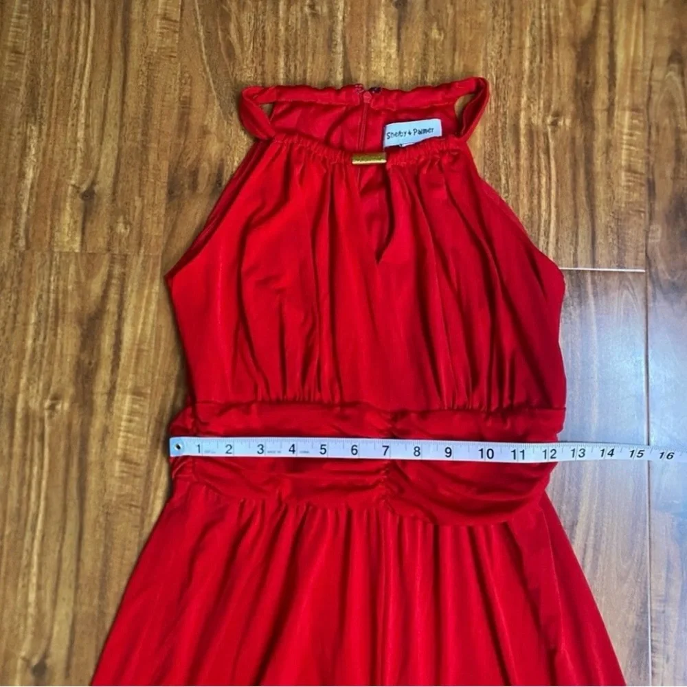 Shelby & Palmer Women's Red Halter Jersey Wide Leg Pant Jumpsuit Size Small Glam - Picture 12 of 14